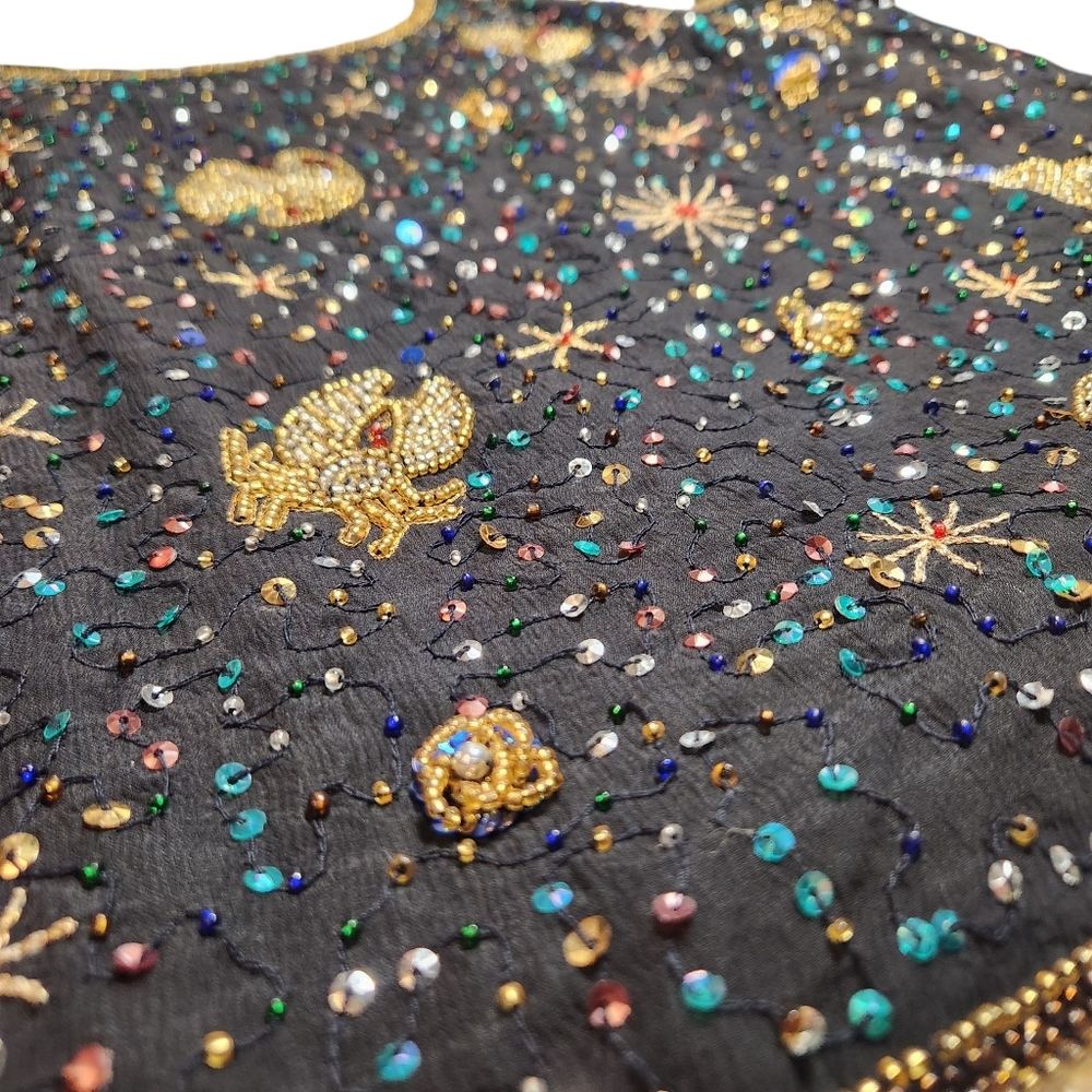 Vintage 80s Silk Beaded Celestial Camisole - Picture 6 of 9